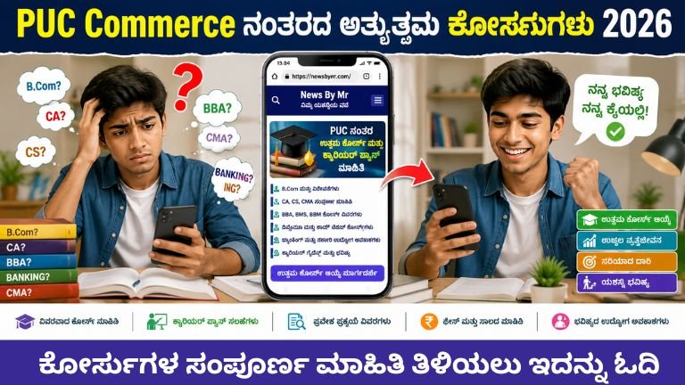 PUC Commerce ನಂತರ ಉತ್ತಮ ಕೋರ್ಸ್‌ಗಳು, B.Com, BBA, CA, CS, CMA ಮತ್ತು ಉದ್ಯೋಗಾವಕಾಶಗಳ ಮಾಹಿತಿ 2026